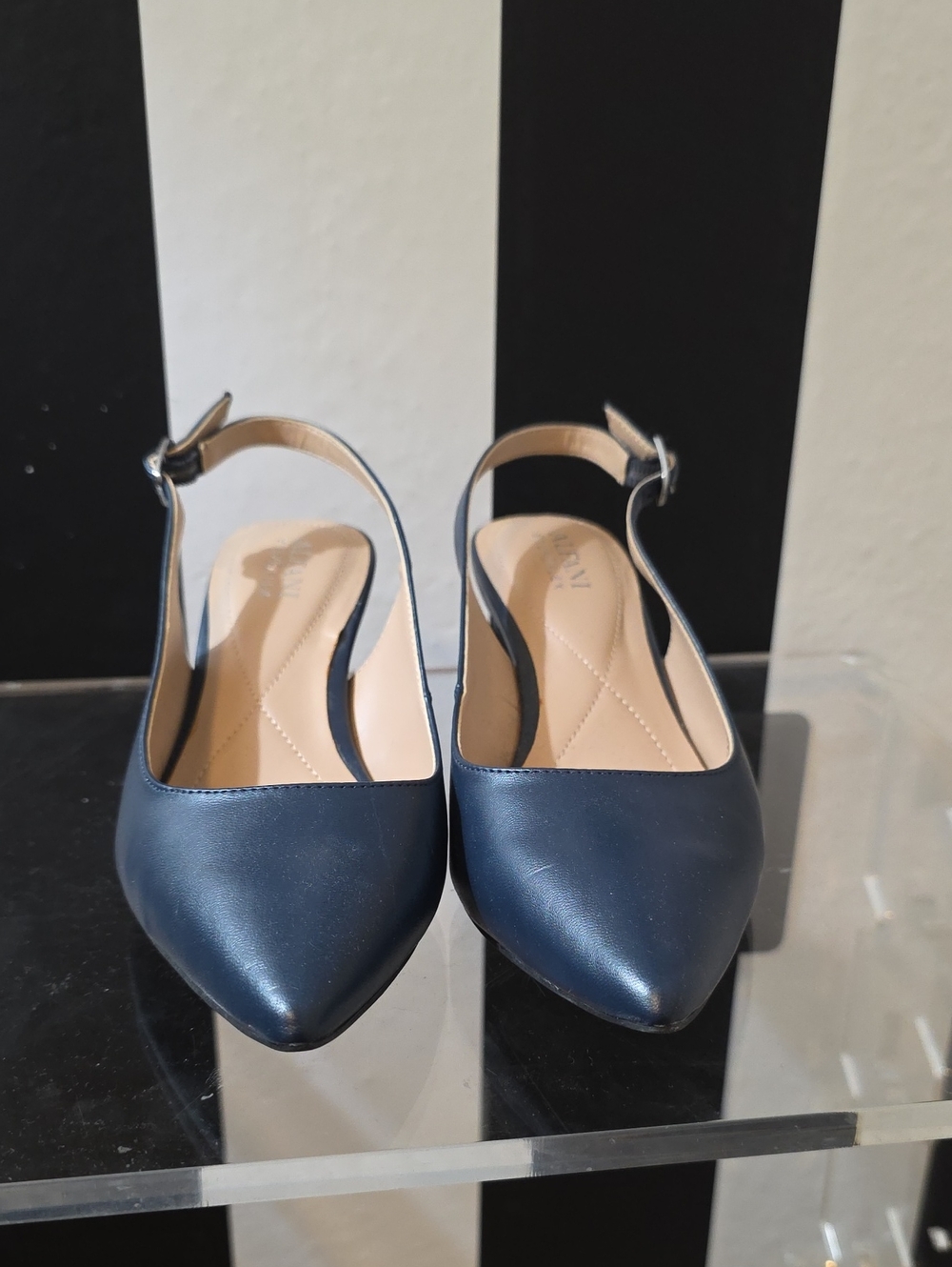Alfani Navy Pointed-Toe Slingback Heels